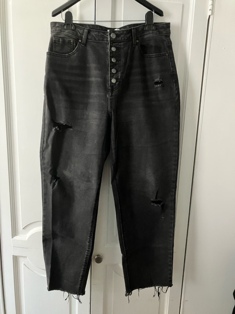High-Waist Distressed Jeans